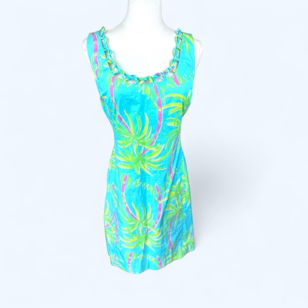 Lilly Pulitzer Size 2 Logan Palm‎ Tree Shorely Lazy Hazy mini sheath dress